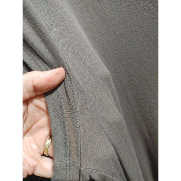 EILEEN FISHER JERSEY KNIT GRAY V-NECK SHORT SLEEVE MIDI DRESS SIZE SMALL - Picture 6 of 8